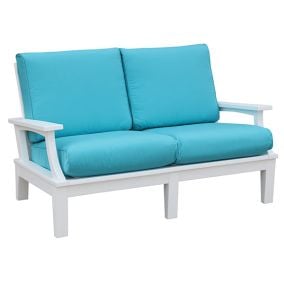 Amish Made Poly Heritage Deep Seating Love Seat - White with Aruba Cushions