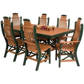 Amish Bentwood Poly Rectangle Patio Dining Table Set