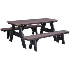 Amish Made Poly Heritage Picnic Table with Benches - Tudor Brown on Black