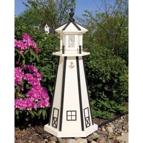 Amish Poly Lighthouse - White with Black Trim