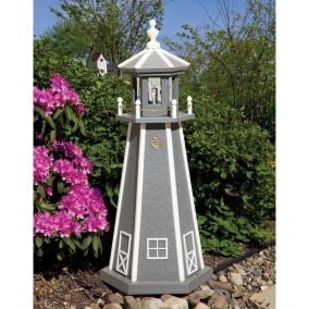 Amish Poly Lighthouse - Gray with White Trim