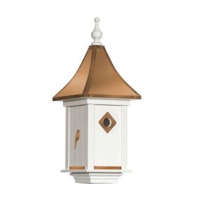 Amish Made PVC Castle Birdhouse-Bird Emblem with Copper Roof