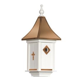 Amish Made PVC Castle Birdhouse-Cross Emblem with Copper Roof