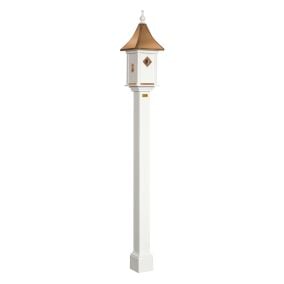 Amish Made PVC Castle Birdhouse-Pineapple Emblem with Copper Roof on Post