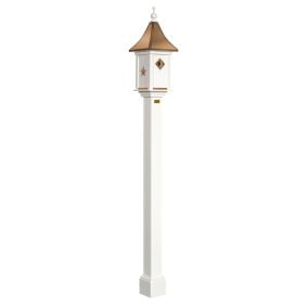 Amish Made PVC Castle Birdhouse-Star Emblem with Copper Roof on Post
