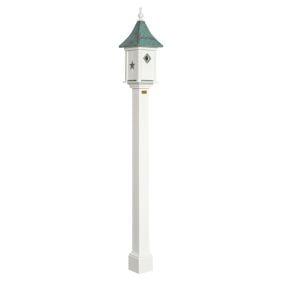 Amish Made PVC Castle Birdhouse-Star Emblem with Patina Copper Roof on Post
