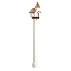 Amish Made PVC Chapel Bird Feeder with Copper Roof and Post