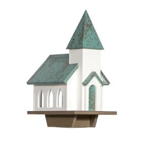 Amish Made PVC Chapel Bird Feeder with Antique Copper Roof