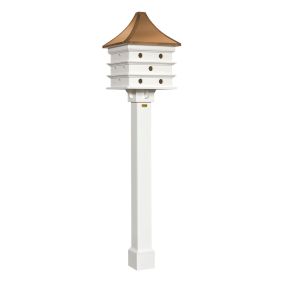 Amish Made PVC Martin Birdhouse with Copper Roof and Post