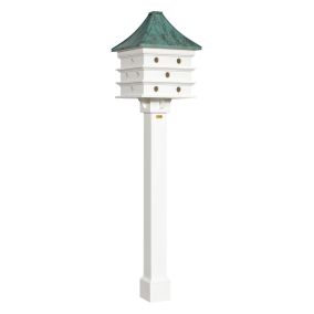 Amish Made PVC Martin Birdhouse with Antique Copper Roof and Post