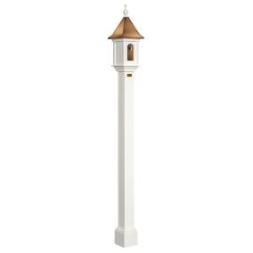 Amish Made PVC Small Victorian Birdhouse with Copper Roof and Post