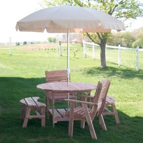 Amish Made Cedar Round 48" Picnic Table w/4 Benches (chairs sold separately)