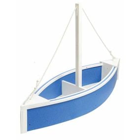 Amish Poly Outdoor Sailboat Planter Box - Bright Blue and White