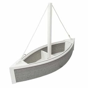 Amish Poly Outdoor Sailboat Planter Box - Driftwood and White