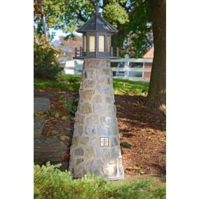 Amish Made Gray Stone Lighthouse