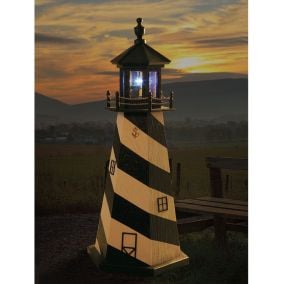 Amish Wooden Cape Hatteras Lighthouse - Black and White