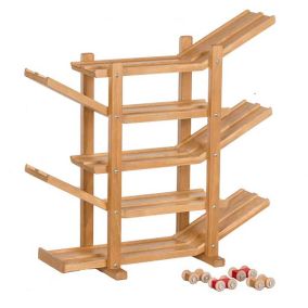 Amish Wooden Toy Double Car Roller Racetrack in Harvest Stain