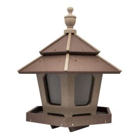 Amish Poly 3 Compartment Gazebo Bird Feeder - Cherrywood and White
