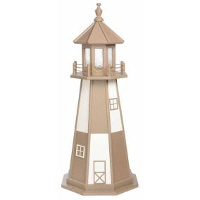 Amish Poly Cape Henry Garden Lighthouse - Weatheredwood and White