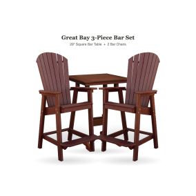 Amish Poly Great Bay 3-Piece Square Patio Bar Set - 29" Square Bar Table and 2 Bar Chairs