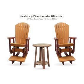 Amish Poly SeaAira 3-Piece Counter Glider Bistro Set - 24" Bistro Counter Table and 2 Counter Gliders