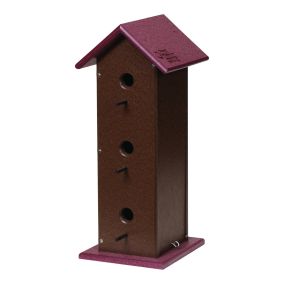 Upright Trio Bird House - Brown & Cherrywood