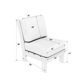 Amish Poly Van Buren Sectional Armless Center Chair dimensions