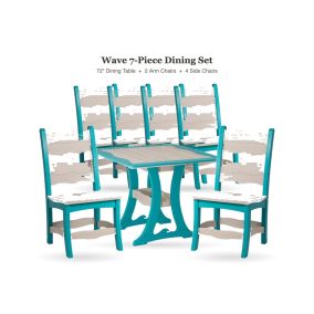 Amish Poly Wave 7-Piece Patio Dining Set - 72" Dining Table and 2 Arm Chairs and 4 Side Chairs