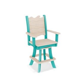 Amish Poly Wave Swivel Patio Bar Chair