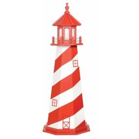 Amish Wooden Cape Hatteras Lighthouse - Cardinal Red and White
