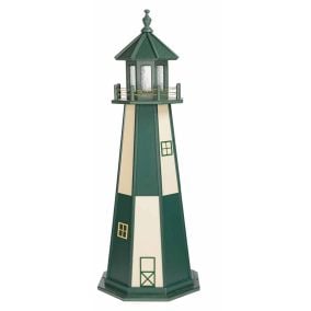 Amish Wooden Cape Henry Lighthouse - Turf Green and Ivory