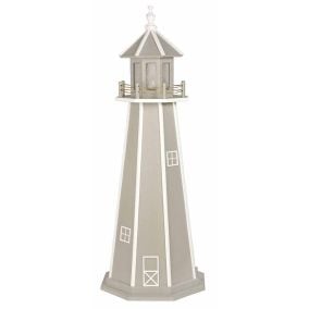 Amish Wooden Painted Lighthouse - Light Gray and White