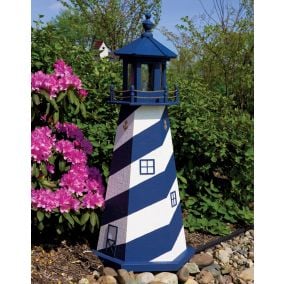 Amish Wooden Cape Hatteras Lighthouse - Navy Blue and White