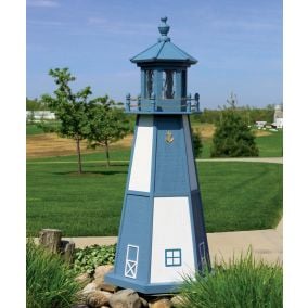 Amish Wooden Cape Henry Lighthouse - Belmont Blue and White