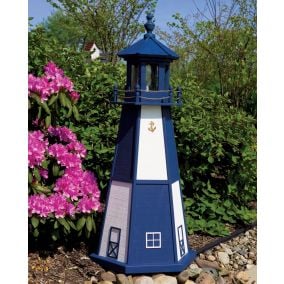 Amish Wooden Cape Henry Lighthouse - Navy Blue and White