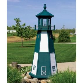 Amish Wooden Cape Henry Lighthouse - Hunter Green and White
