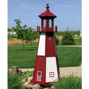 Amish Wooden Cape Henry Lighthouse - Red and White
