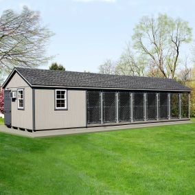 8 Run Commercial Grade 12x42ft Dog Kennel with Lobby