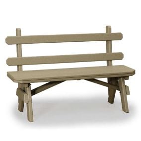 Amish Polywood Garden Bench with Back - Weatherwood