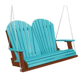 Amish Heritage Poly 4' Porch Swing-Aruba Blue-Tudor Brown