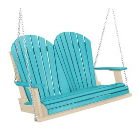 Amish Heritage Poly 4' Porch Swing-Aruba Blue-Weatherwood