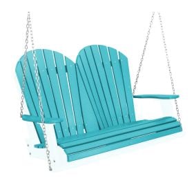 Amish Heritage Poly 4' Porch Swing-Aruba Blue-White