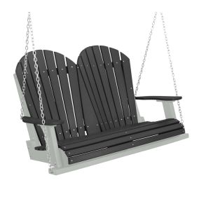 Amish Heritage Poly 4' Porch Swing-Black-Light Gray