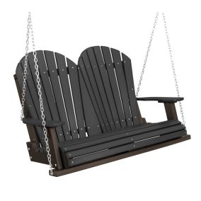 Amish Heritage Poly 4' Porch Swing-Black-Tudor Brown
