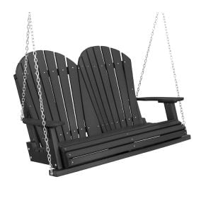 Amish Heritage Poly 4' Porch Swing-Black-Black