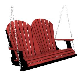 Amish Heritage Poly 4' Porch Swing-Cardinal Red-Black