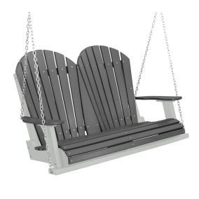 Amish Heritage Poly 4' Porch Swing-Dark Gray-Light Gray