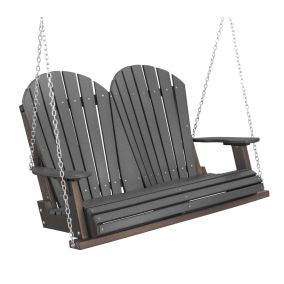 Amish Heritage Poly 4' Porch Swing-Dark Gray-Tudor Brown