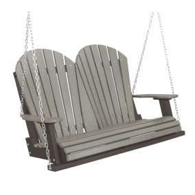 Amish Heritage Poly 4' Porch Swing-Light Gray-Tudor Brown