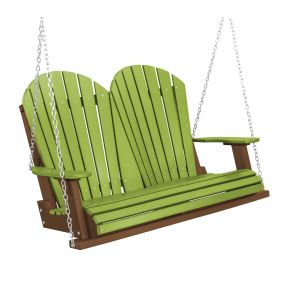 Amish Heritage Poly 4' Porch Swing-Tropical Green-Tudor Brown